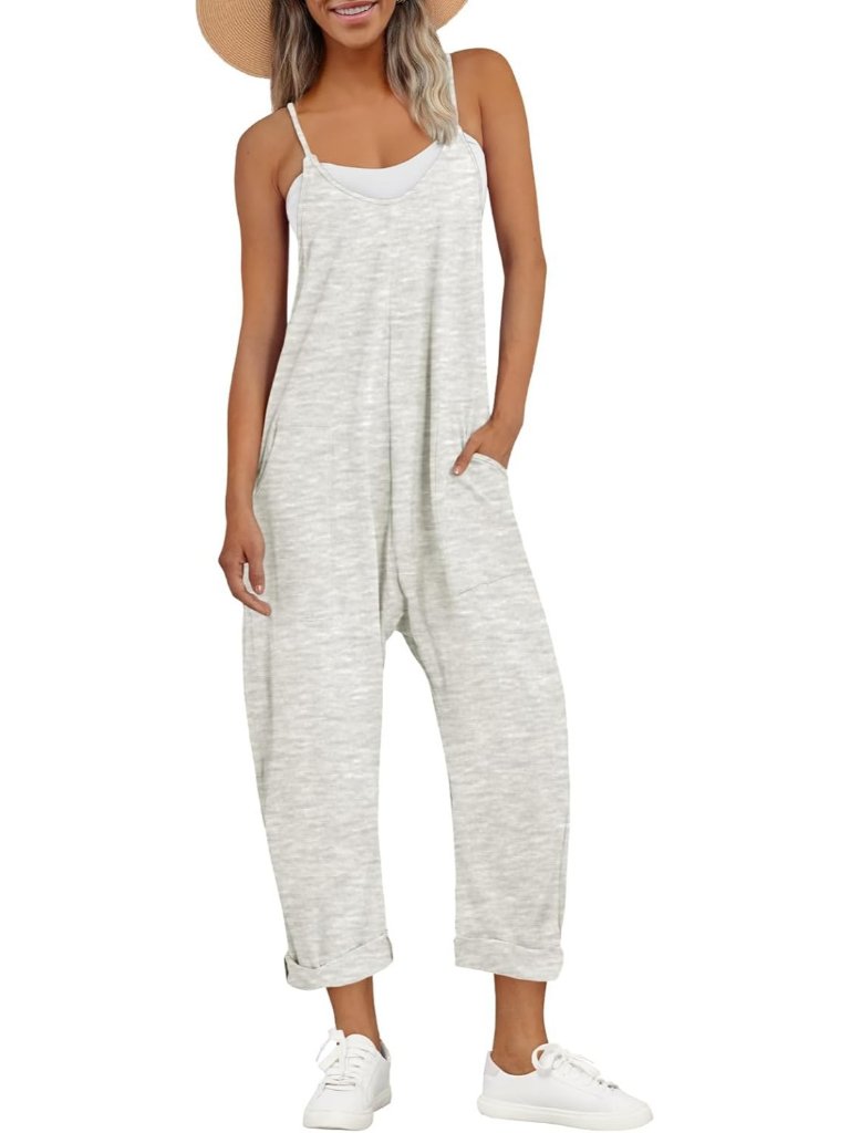 Women's Jumpsuits Beigegrey Cotton Casual Comfortable Stretchy Summer Outfits